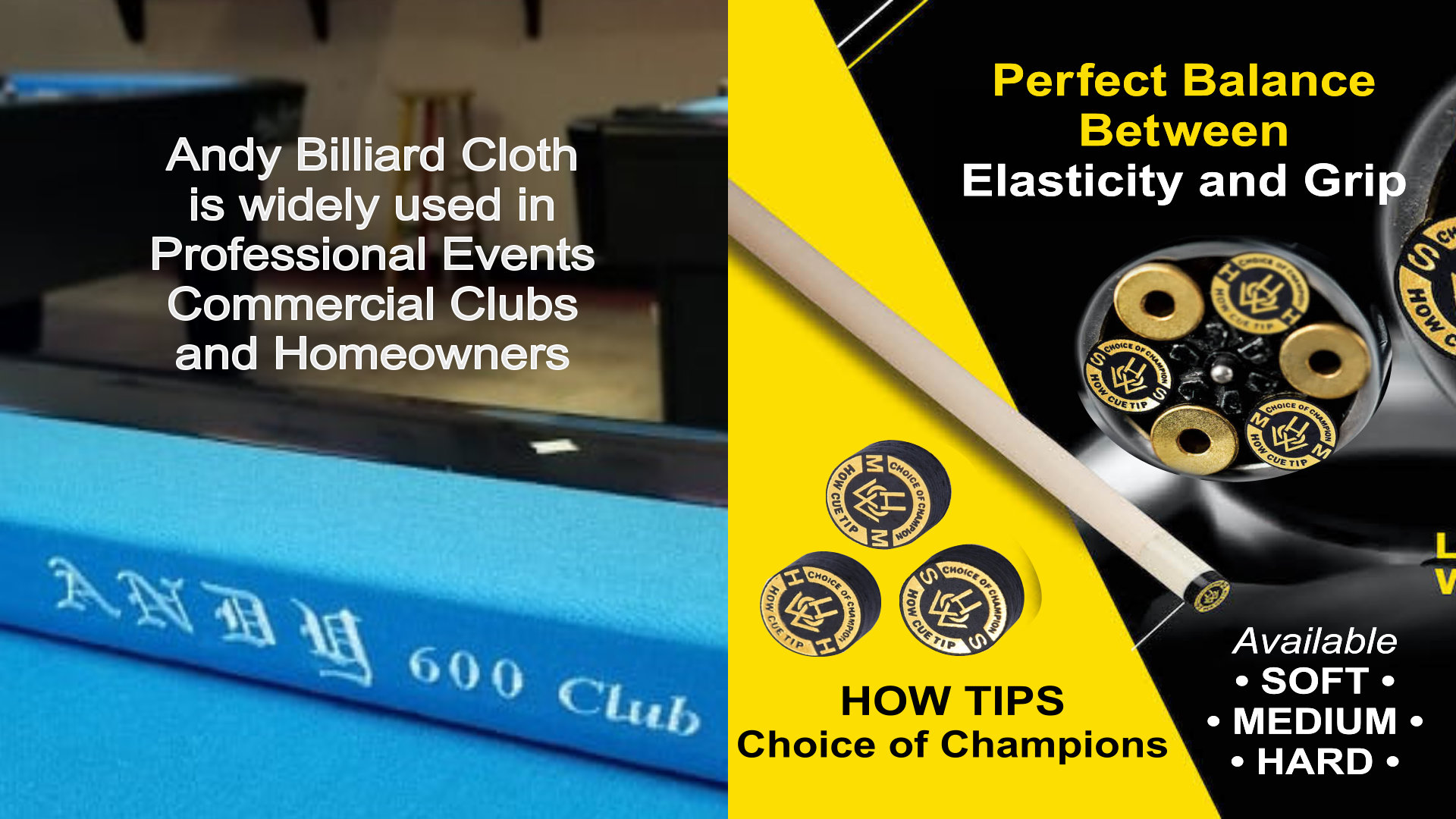 andy billiard cloth and how tips